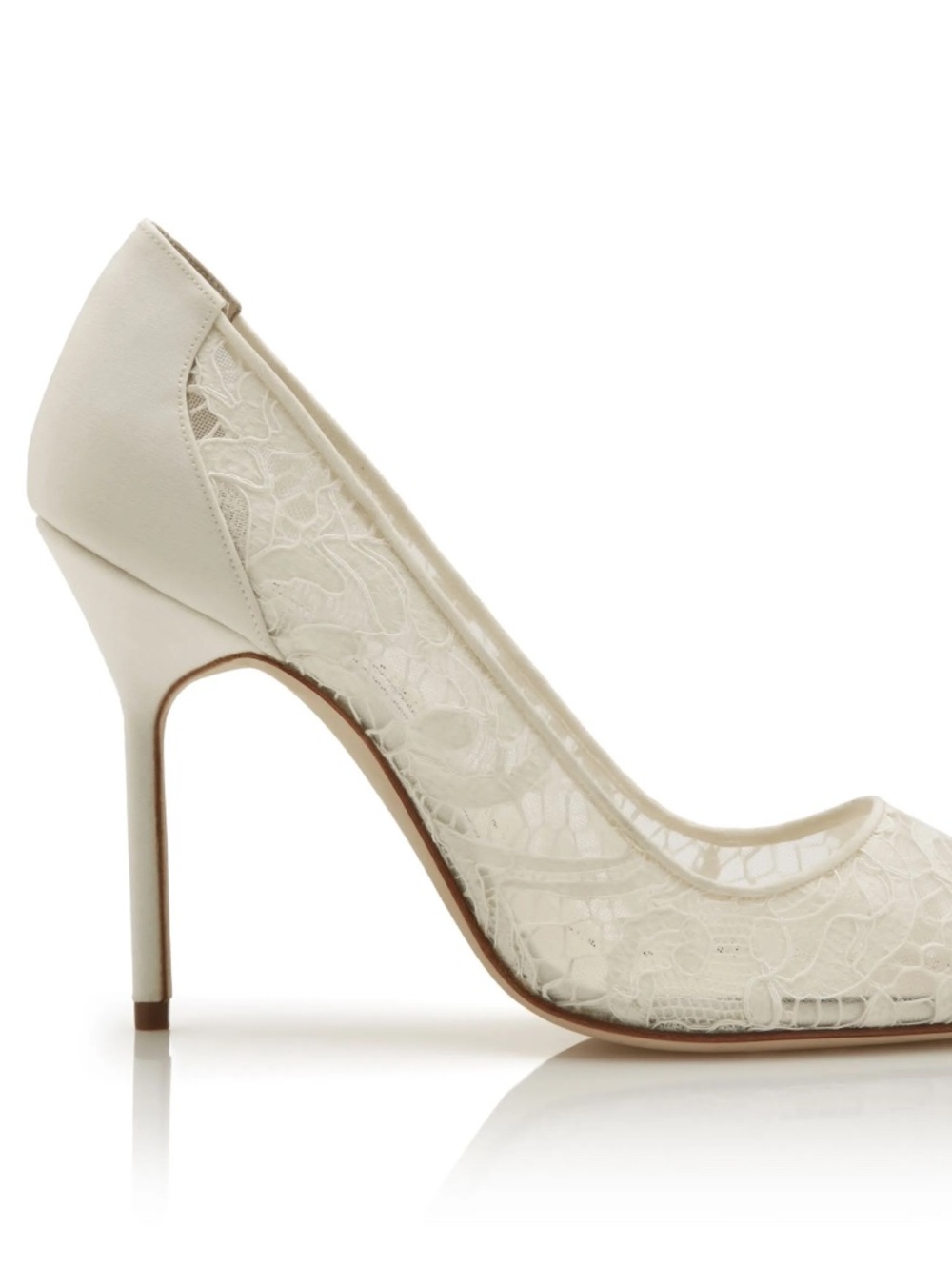 Manolo Blahnik Bride White Lace Pointed Toe Pumps IT 37 / US 7 Bridal Wedding - Picture 9 of 9